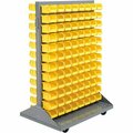 Global Industrial Double Sided Mobile Floor Rack w/ 192C Yellow Bins, 36inW x 25-1/2inD x 55inH 550172YL